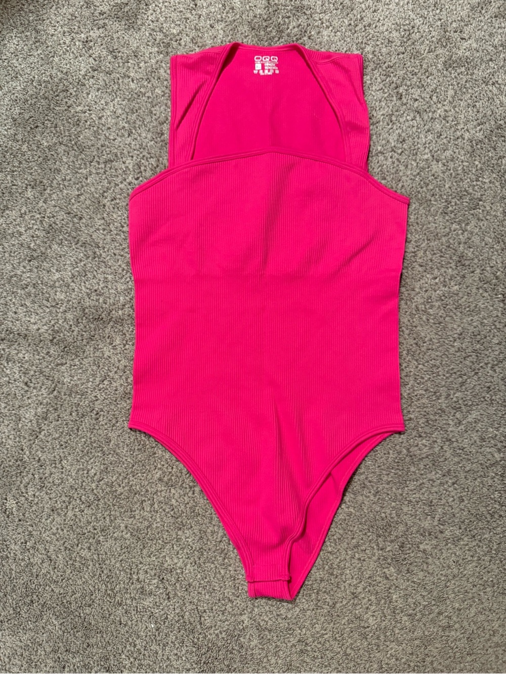 Bright Hot Pink Ribbed Bodysuit Tank